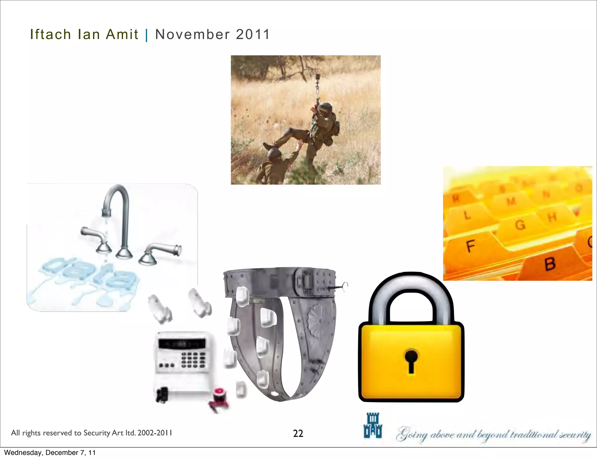 Iftach Ian Amit | November 2011




 All rights reserved to Security Art ltd. 2002-2011   22
Wednesday, December 7, 11
 