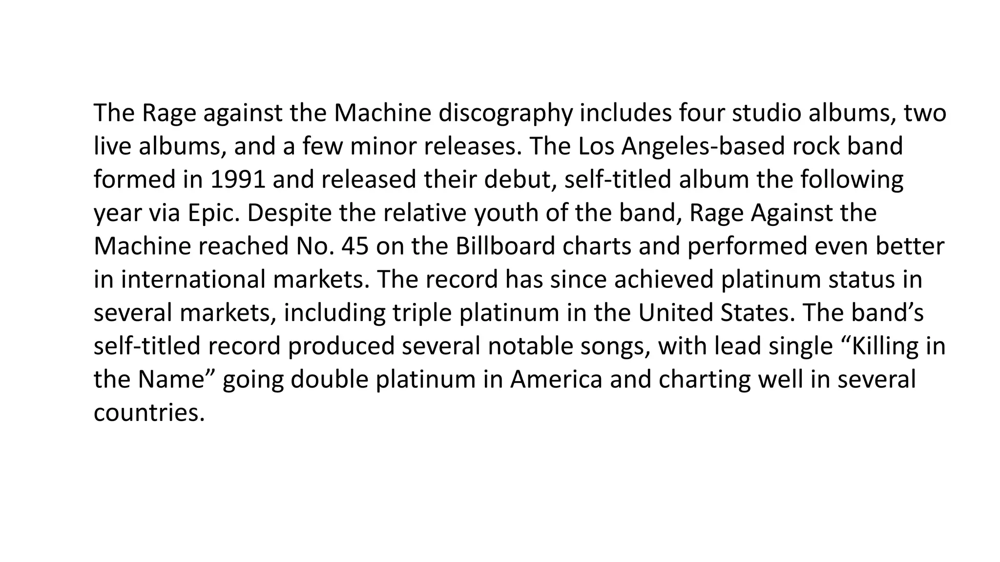 The Rage Against the Machine Discography | PPT