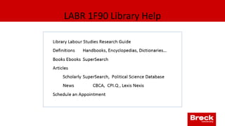 LABR 1F90 Library Help
 