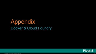 Appendix 
Docker & Cloud Foundry 
@ianhuston 
© Copyright 2014 Pivotal. All rights reserved. 17 
 