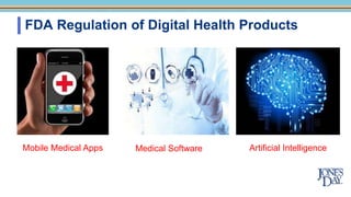 FDA Regulation of Digital Health Products
Mobile Medical Apps Medical Software Artificial Intelligence
 