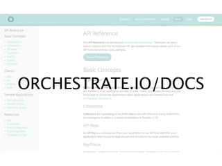ORCHESTRATE.IO/DOCS 
 