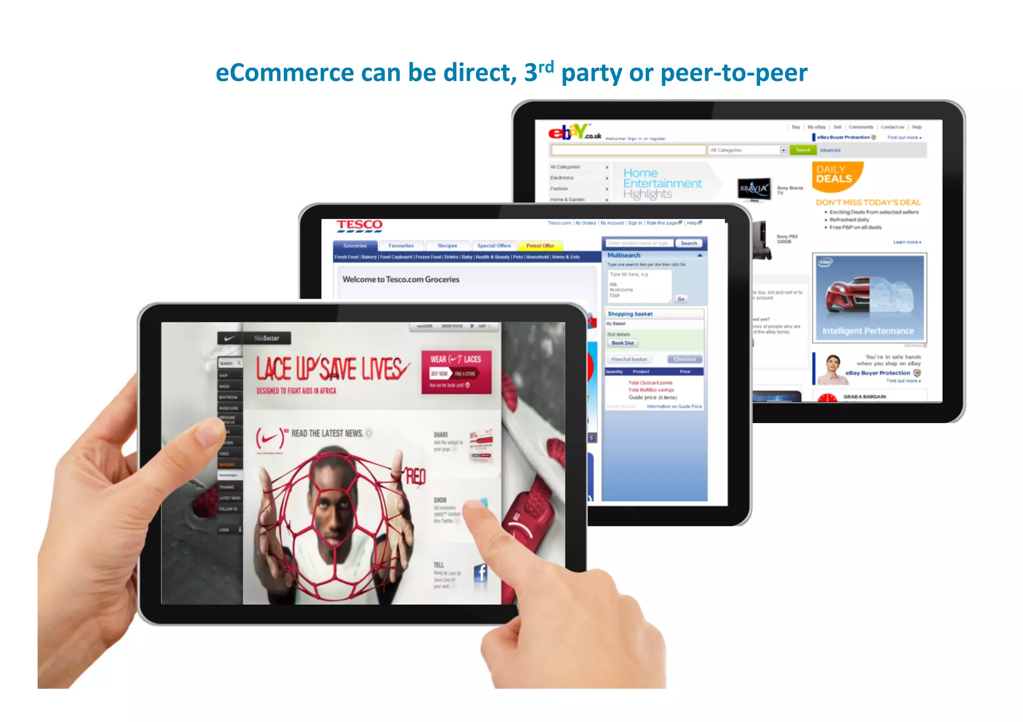 eCommerce	
  can	
  be	
  direct,	
  3rd	
  party	
  or	
  peer-­‐to-­‐peer	
  
 