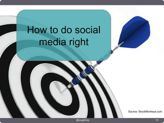How to do social
  media right




                      Source: StockMonkeys.com


          @augieray                      19
 