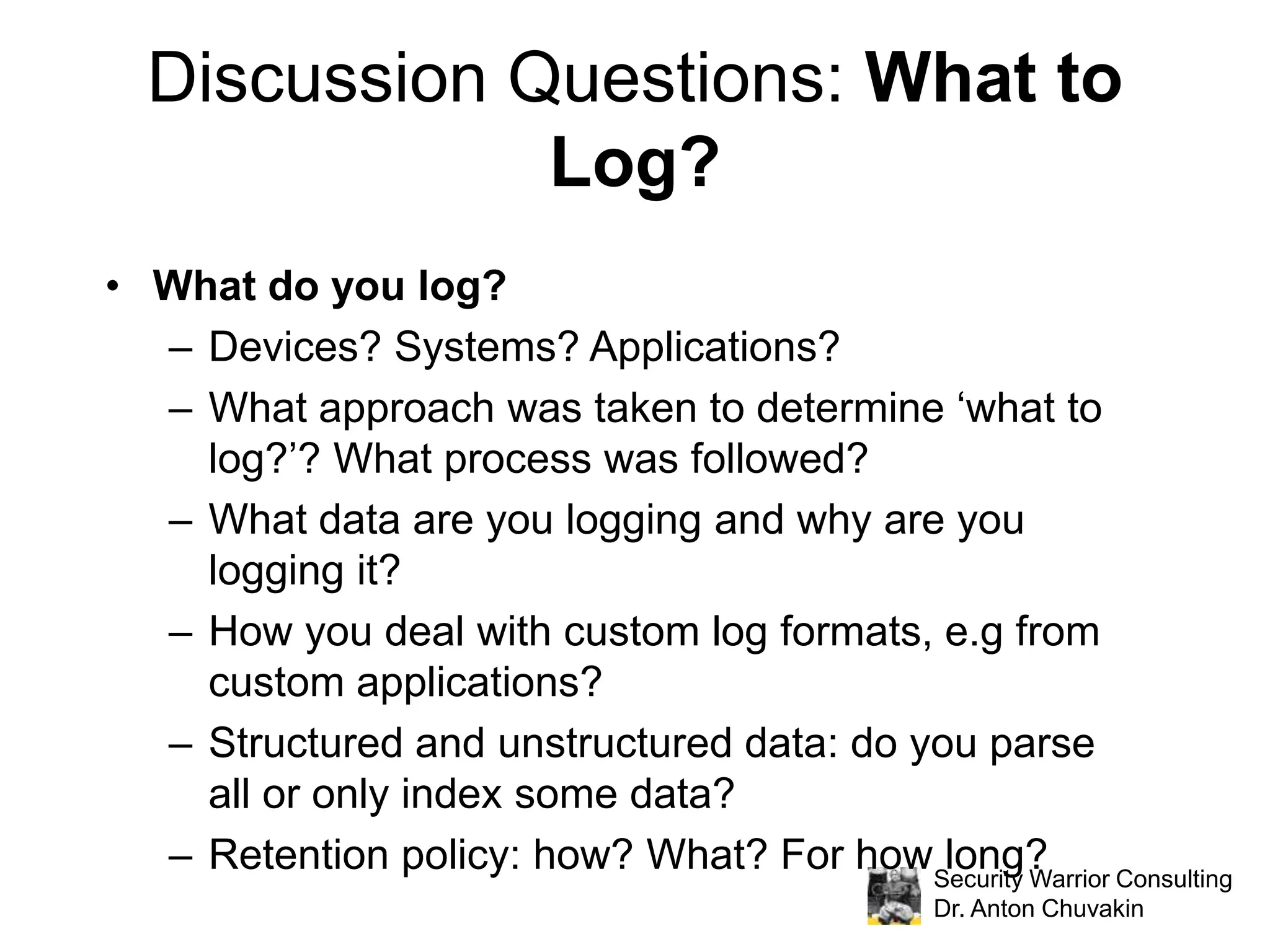 Log review procedures