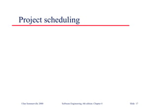 ©Ian Sommerville 2000 Software Engineering, 6th edition. Chapter 4 Slide 17
Project scheduling
 