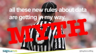 @SagittariusMktg
all these new rules about data
are getting in my way.
MYTH
 