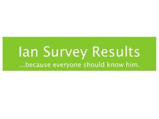 Ian Survey Results
...because everyone should know him.
 