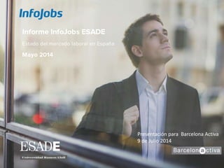 Informe InfoJobs ESADE 2013 · Estado del mercado laboral en España · Principales conclusiones
Presentación para Barcelona Activa
9 de Julio 2014
 