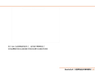 BeetleSoft 大型网站技术架构探讨 [23]
基于 SOA 方面架 的很多了， 里就不 略 了构说 这 简单 过
切勿浪 多 西去做用 少的 西同 可以做好的事情费较 东 较 东 样
 