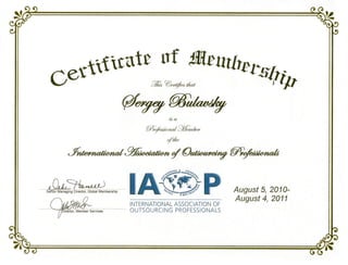 IAOP Membership Certificate