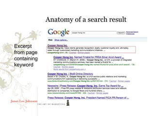 Anatomy of a search result


Excerpt
from page
containing
keyword
 