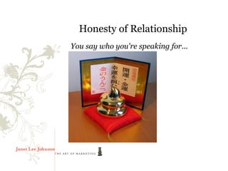 Honesty of Relationship
You say who you're speaking for…
 