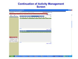 Continuation of Activity Management Screen 