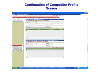 Continuation of Competitor Profile Screen 