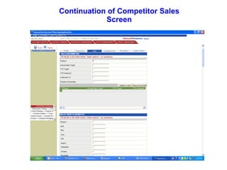 Continuation of Competitor Sales Screen 