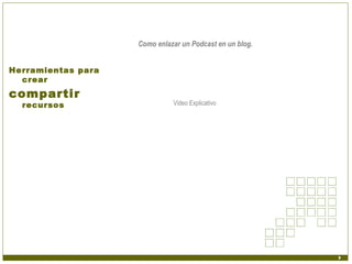 Como enlazar un Podcast en un blog.


Herramientas para
  crear
compartir
  recursos                    Video Explicativo
 