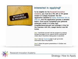 Roosevelt Innovation Academy 
Strategy: How to Apply 
 