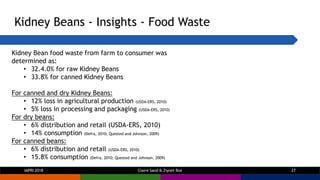 Kidney Beans - Insights - Food Waste
IAPRI 2018 Claire Sand & Ziynet Boz 27
Kidney Bean food waste from farm to consumer w...