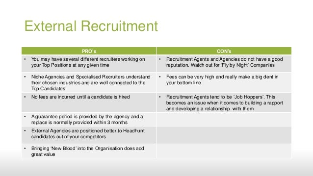 various internal and external sources of recruitment