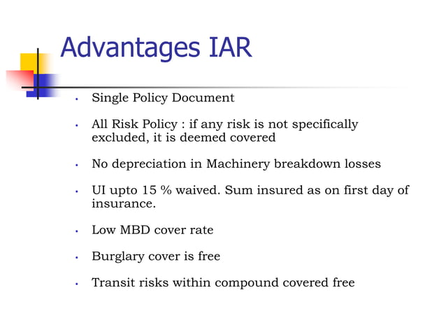 Industrial All Risk insurance Policy IAR | PPTX | Motor Insurance ...