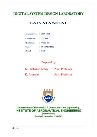 Iare dsd lab_manual | PDF