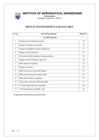 Iare dsd lab_manual | PDF