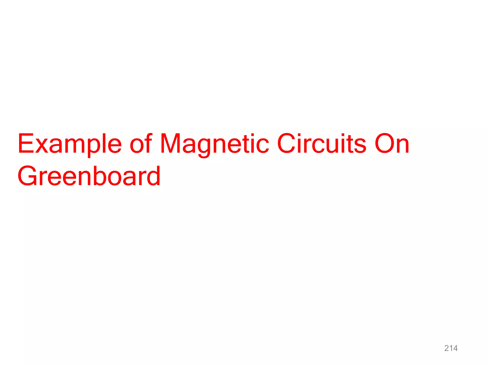 214
Example of Magnetic Circuits On
Greenboard
 