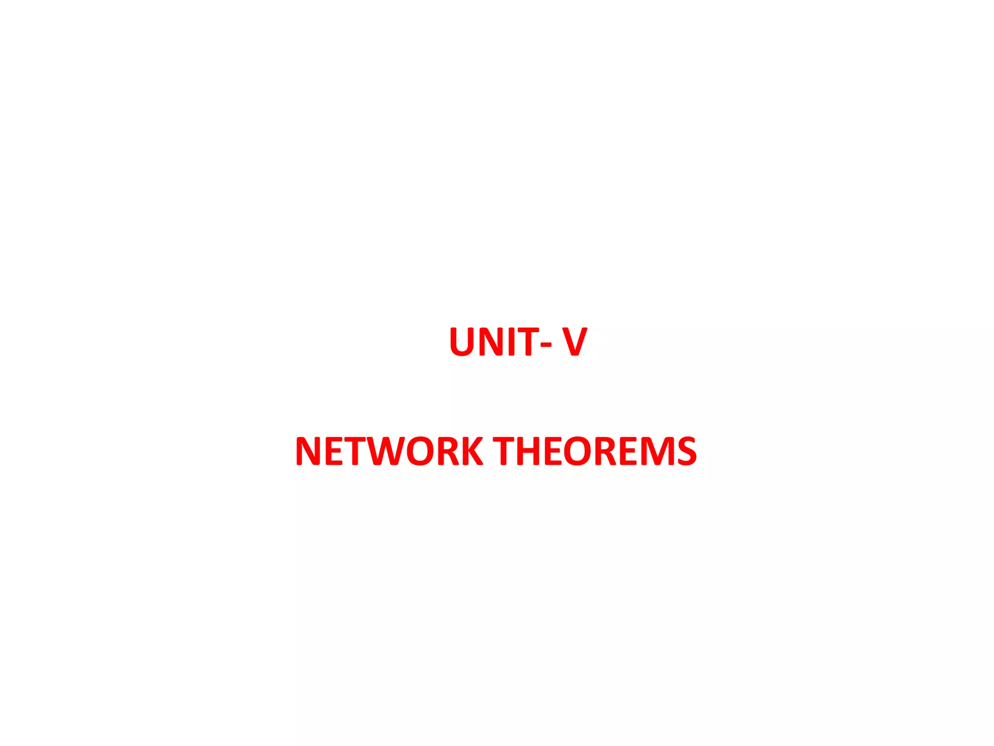 UNIT- V
NETWORK THEOREMS
 
