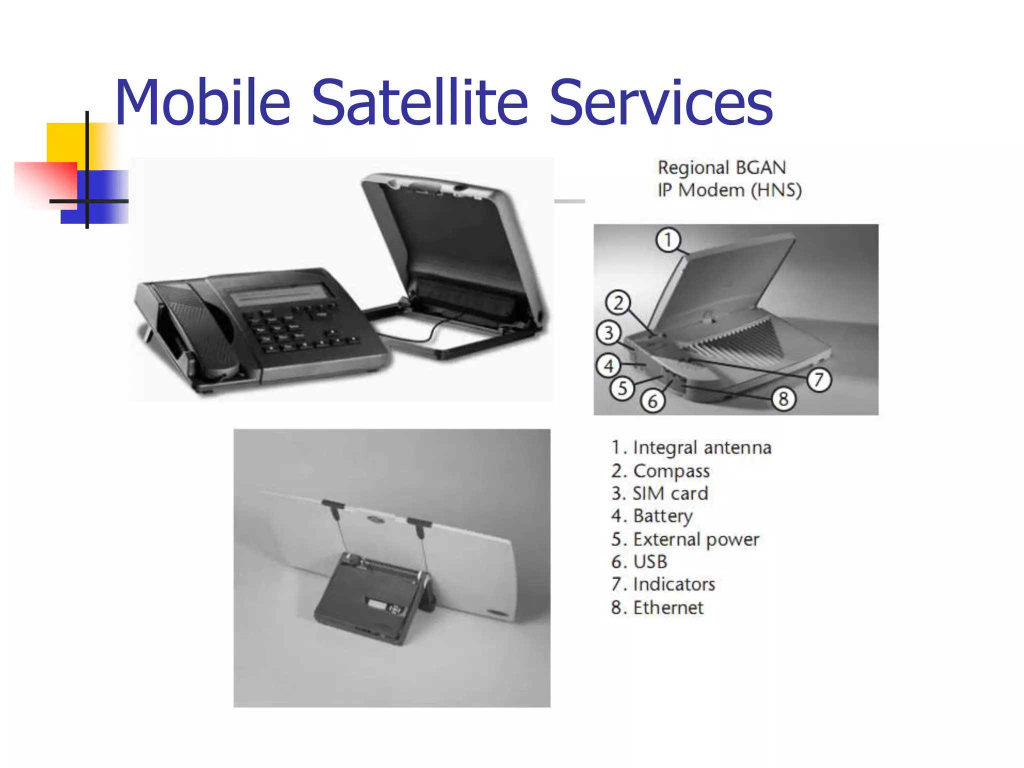 Mobile Satellite Services
Figure 11.9: A selection of user terminal equipment for use with Mobile Satellite Services
 
