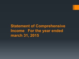 Statement of Comprehensive
Income For the year ended
march 31, 2015
 