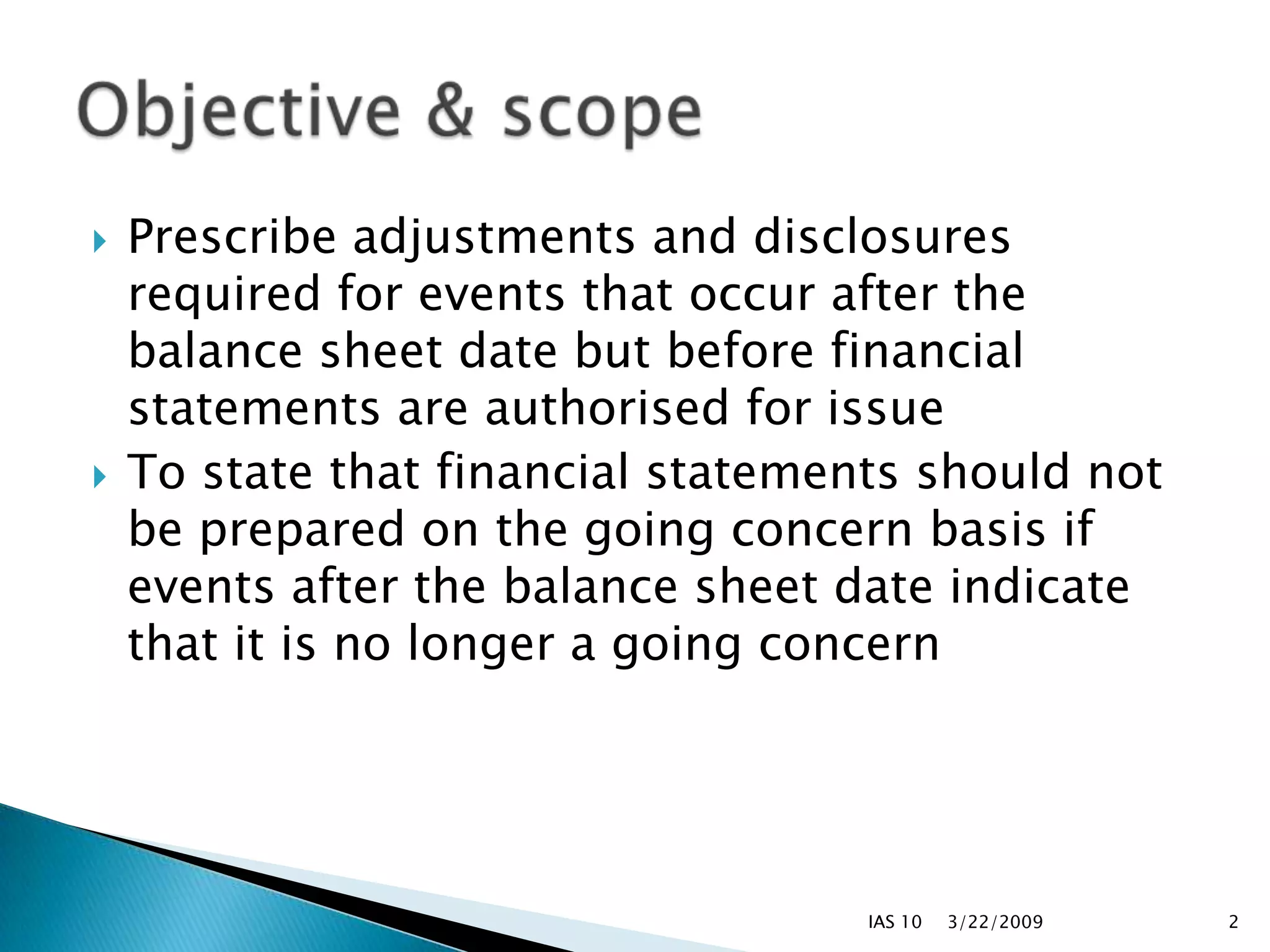 IAS 10 Events After The Balance Sheet Date