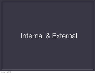 Internal & External



Tuesday, 9 April, 13
 