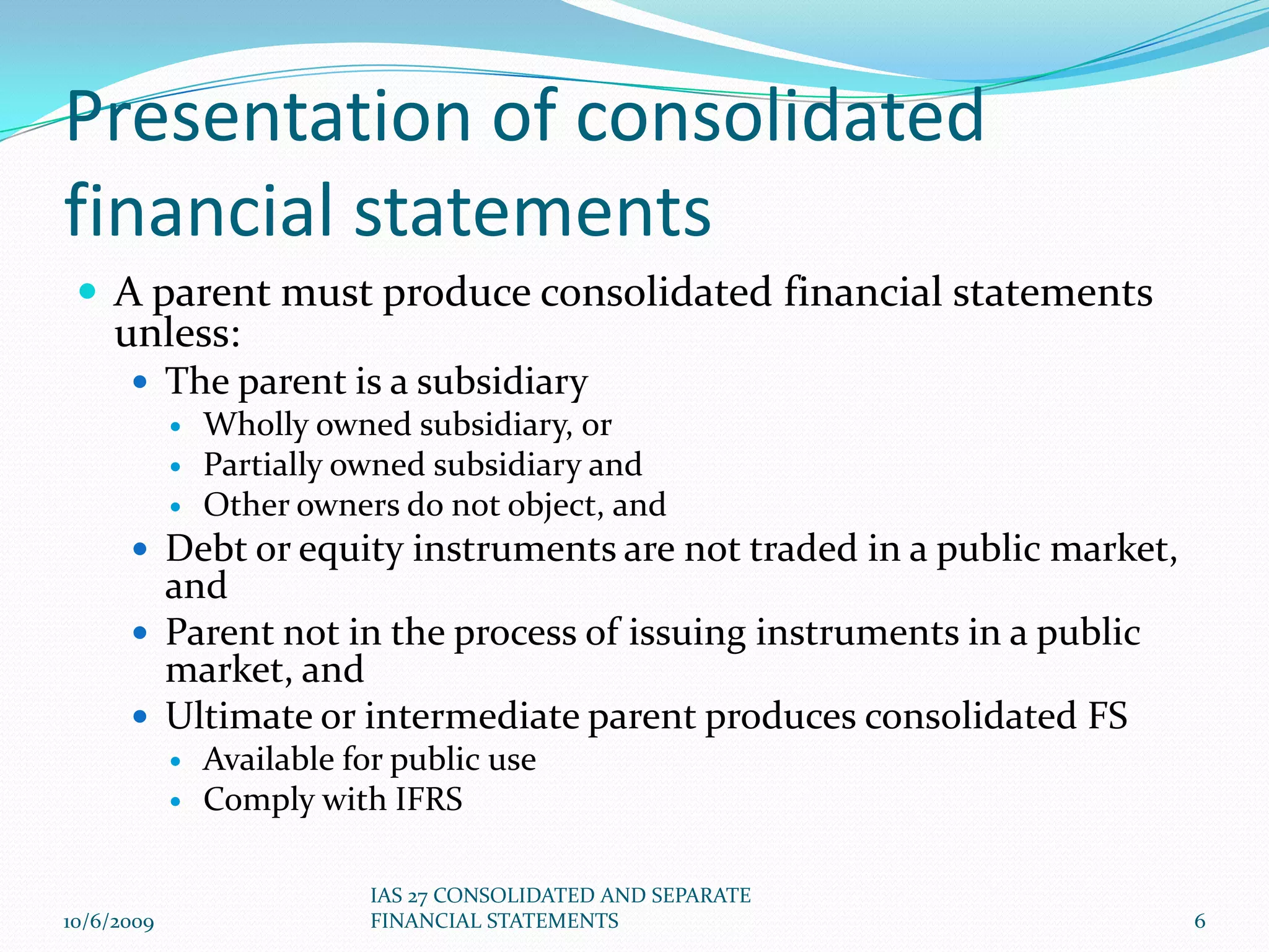 IAS 27 Consolidated And Separate Financial Statements | PPTX