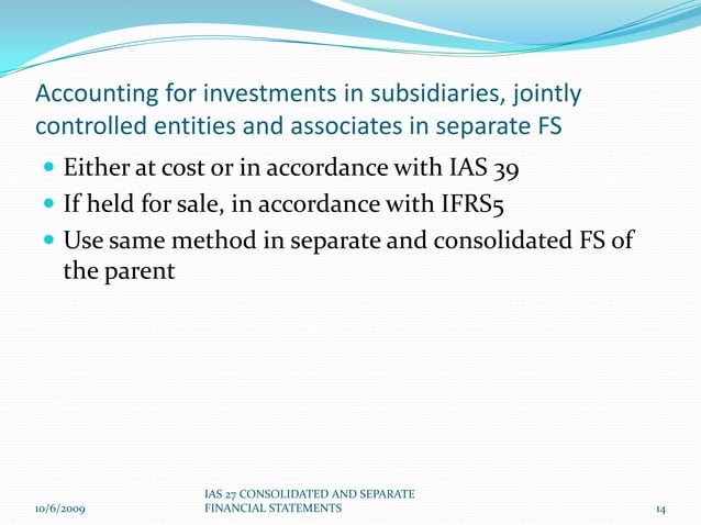 IAS 27 Consolidated And Separate Financial Statements | PPTX