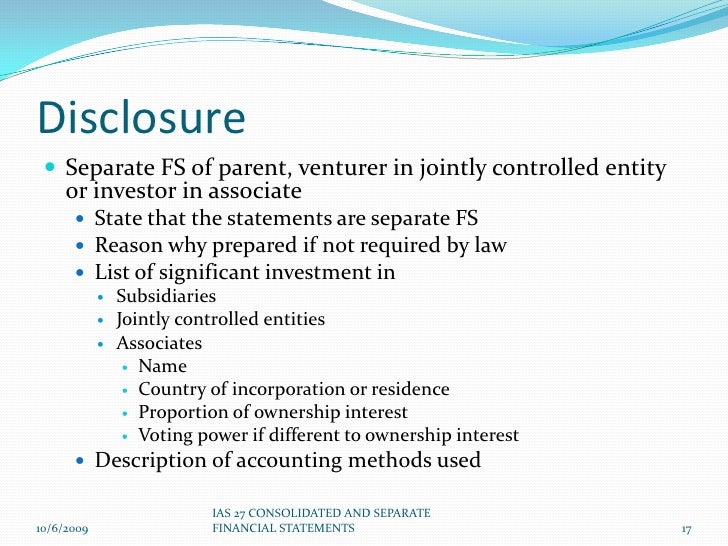 ias 27 consolidated and separate financial statements t account for cash