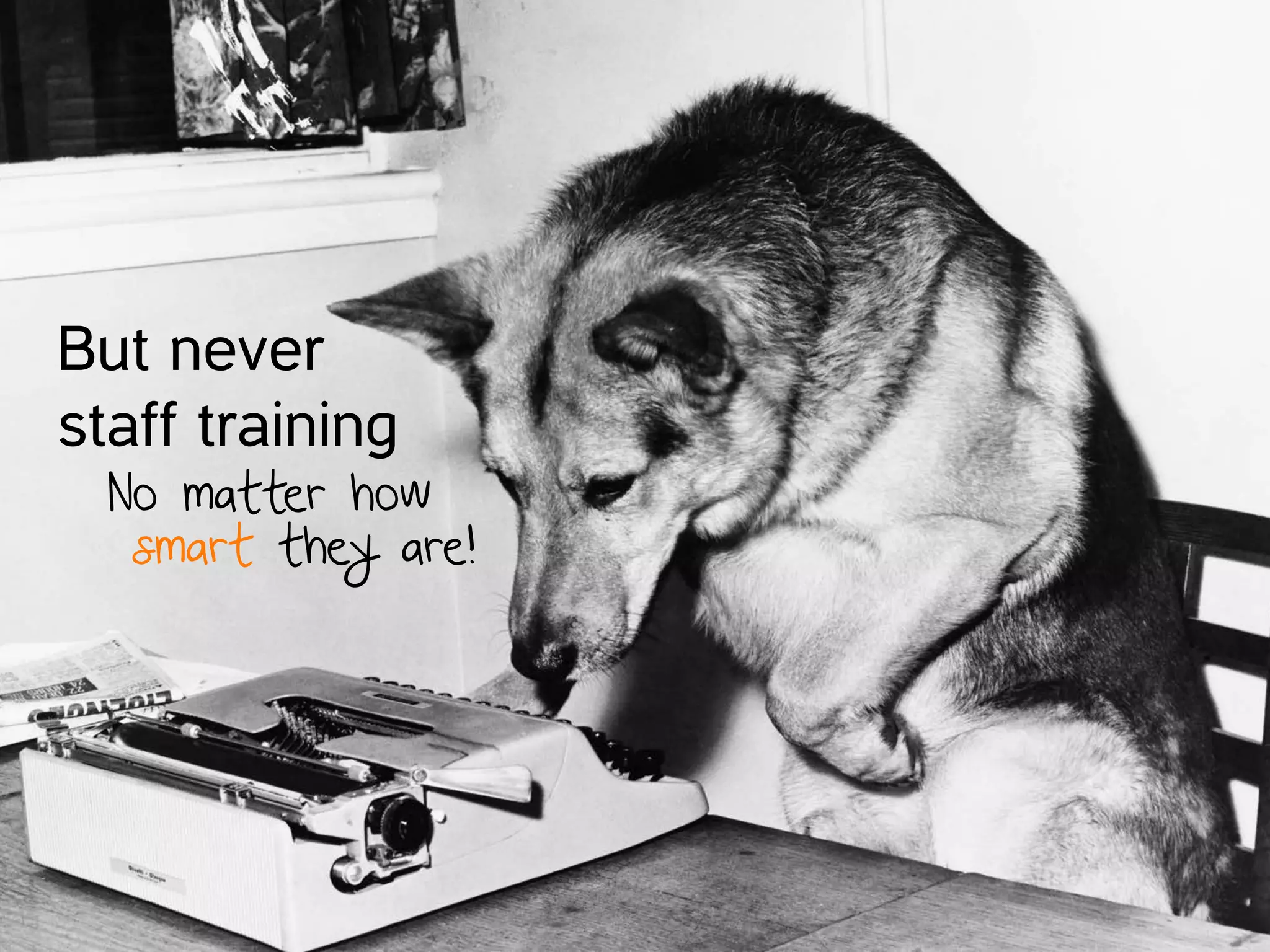 But never
staff training
No matter how
smart they are!
 