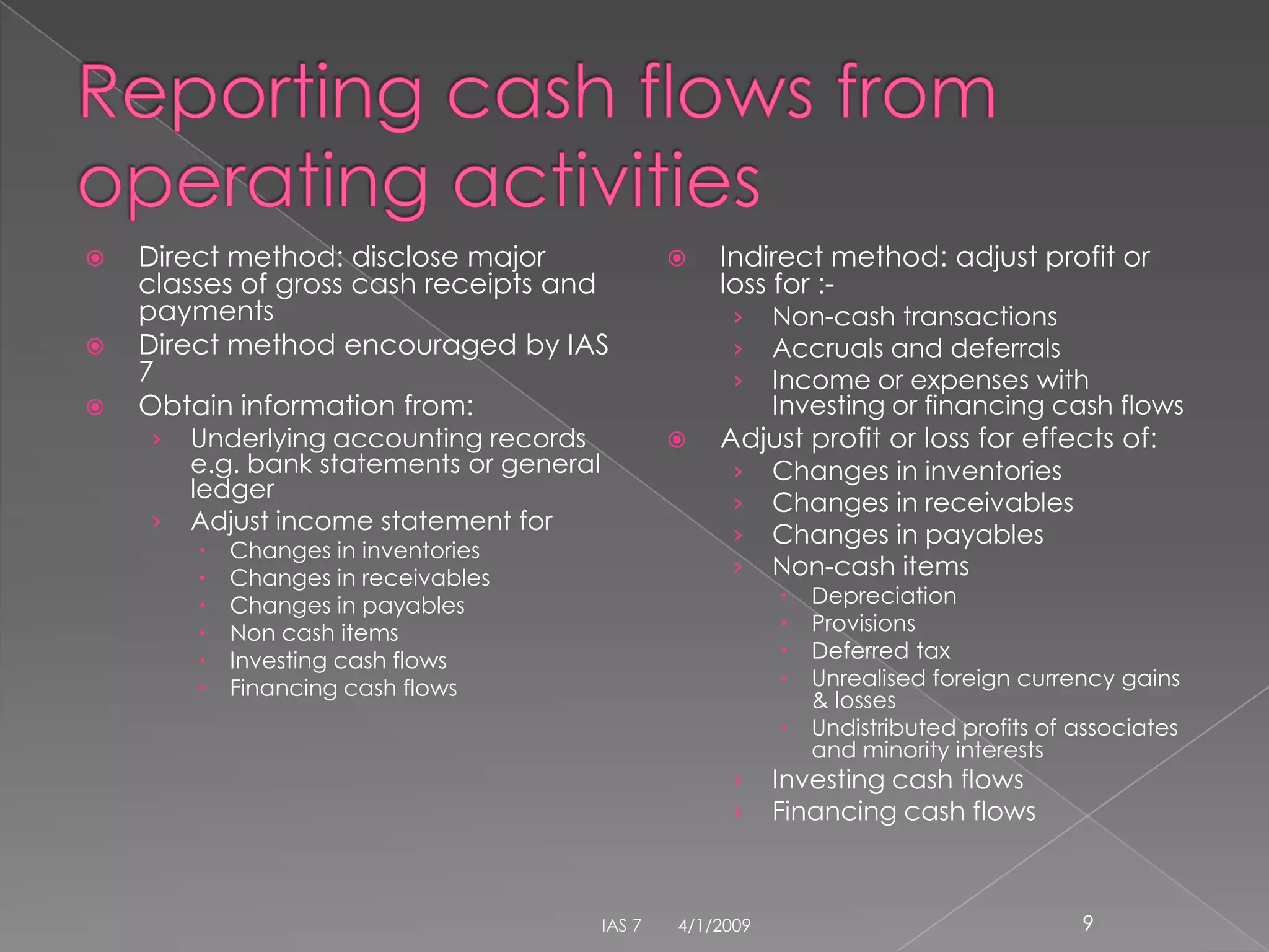 IAS 7 Cash Flow Statements