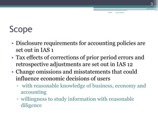 IAS 8 Accounting Policies, Changes In Accounting Estimates And Errors