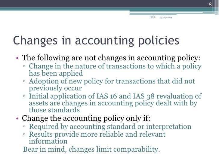 IAS 8 Accounting Policies, Changes In Accounting Estimates And Errors