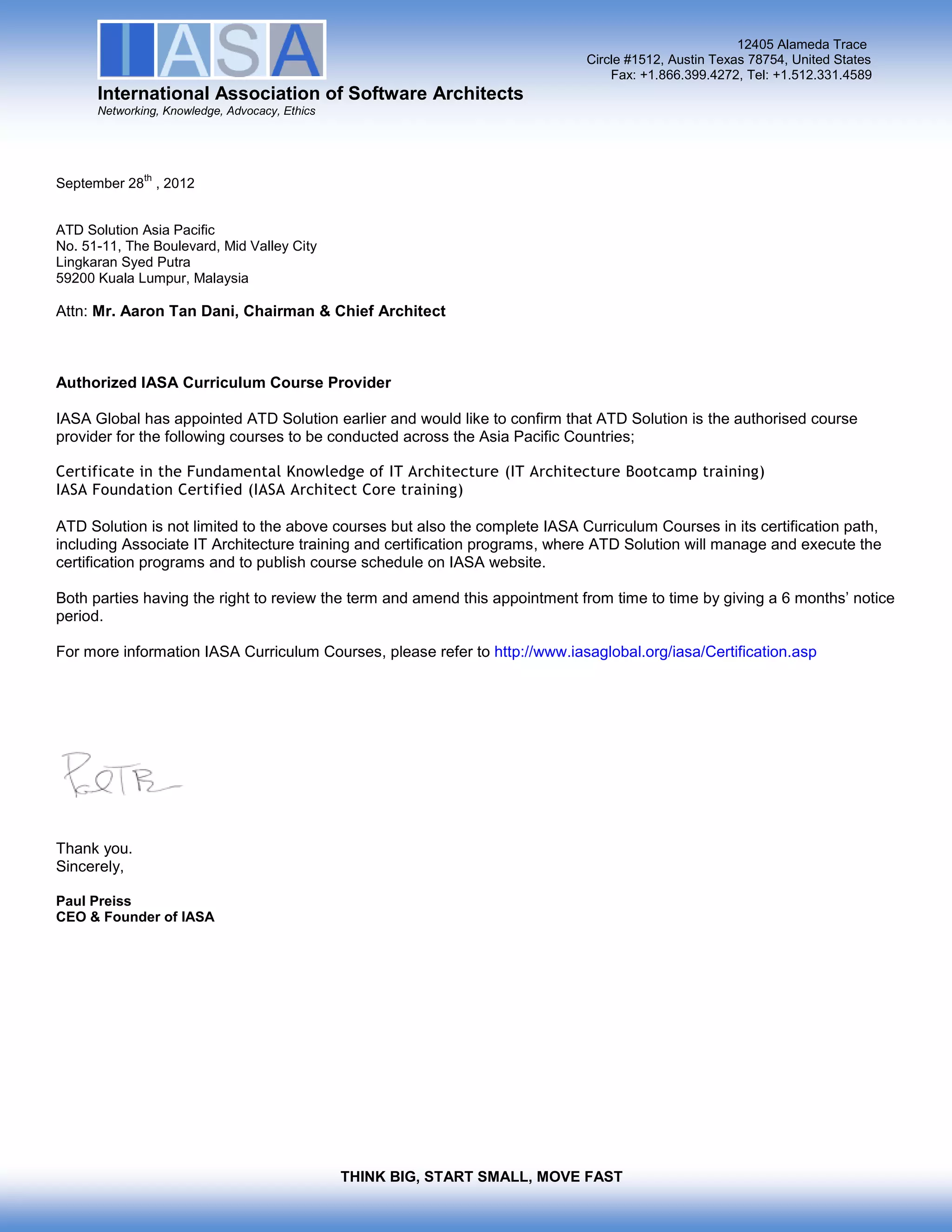 ATD Authorized Course Provider PDF