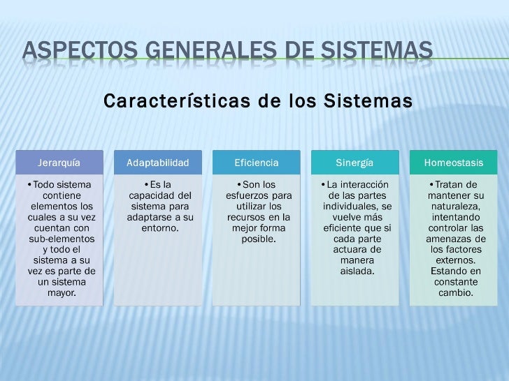 I aspectos generales de los sistemas