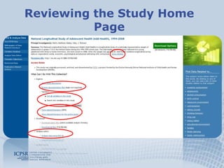 Reviewing the Study Home Page