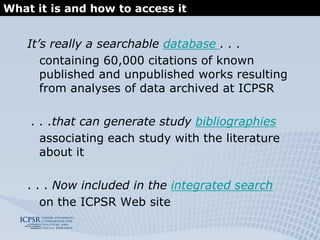 Retrofits as made available by small-scale projects                  The Social Science Variables Database at ICPSRDDI fields searched: