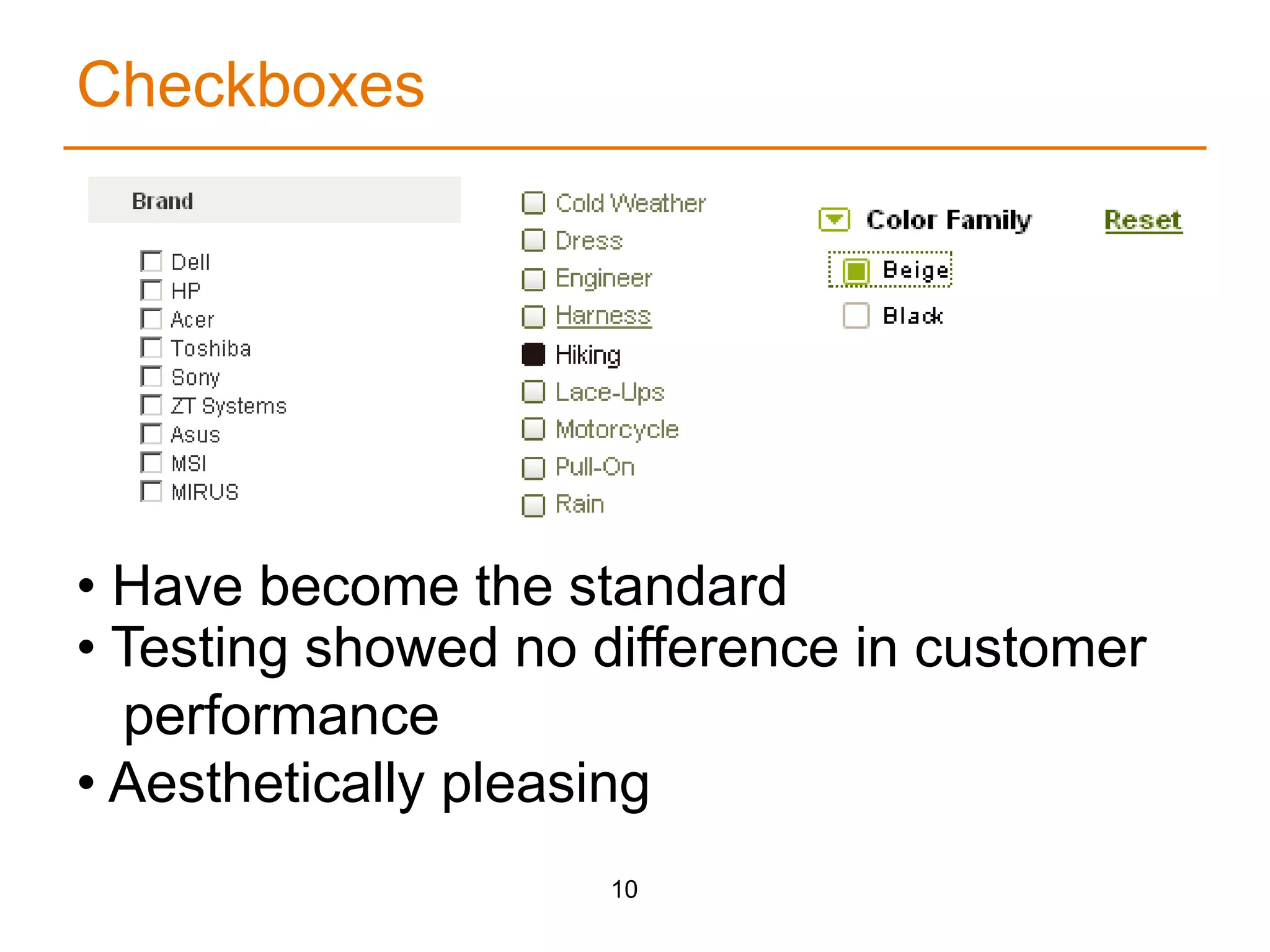 Checkboxes Have become the standard