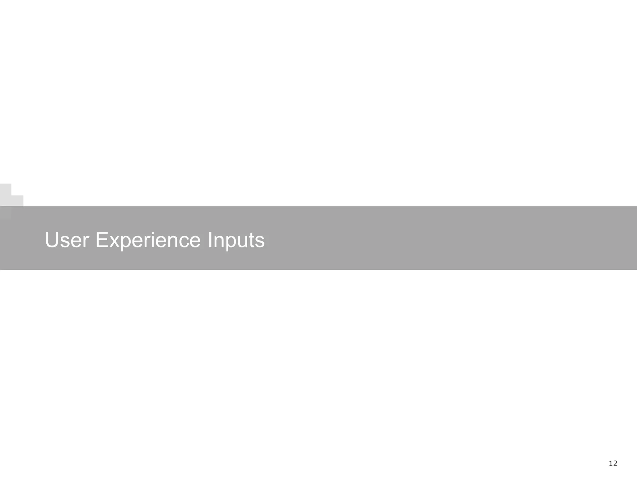 User Experience Inputs