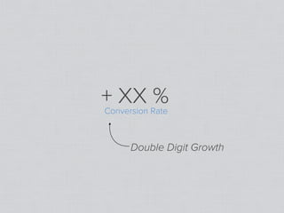 + XX %
Conversion Rate



      Double Digit Growth
 