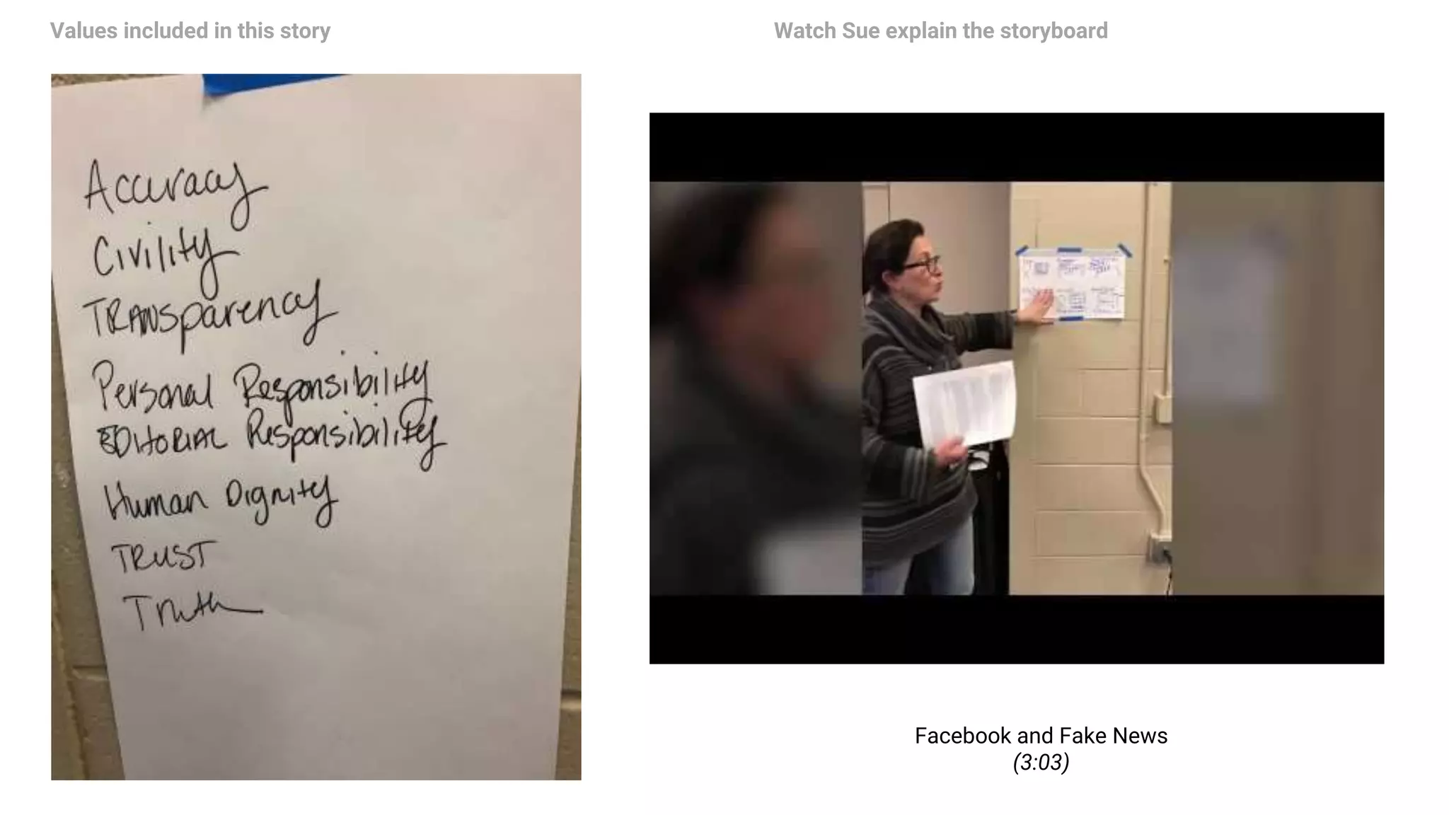 MEDITATION
Stacy Surla
Values included in this story Watch Sue explain the storyboard
Facebook and Fake News
(3:03)
 