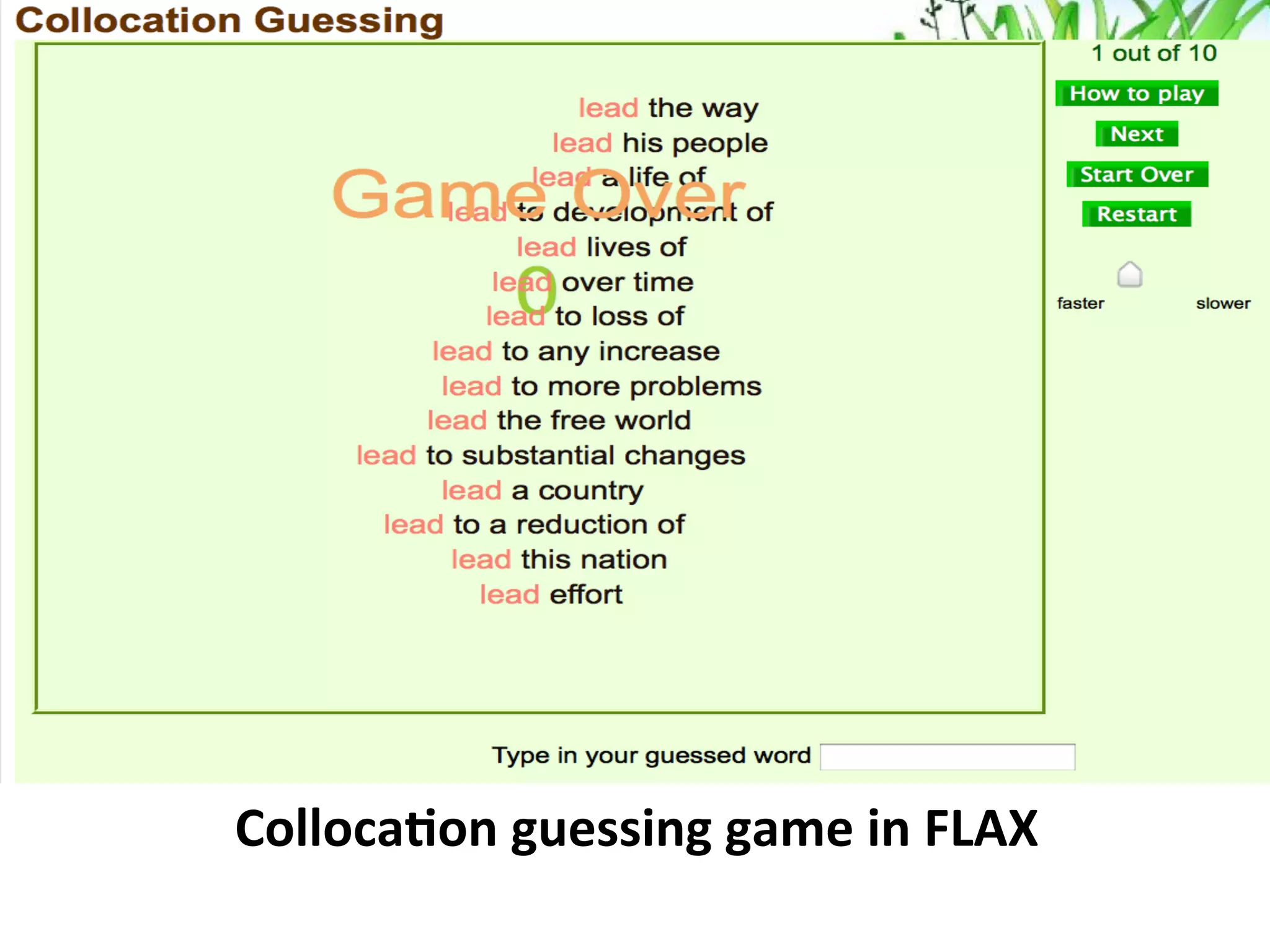 Colloca5on	
  guessing	
  game	
  in	
  FLAX	
  
	
  
 