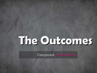 Unexpected,  mind-blowing The Outcomes 